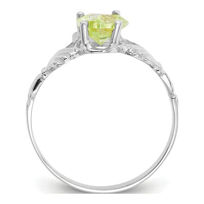 14K White Gold August Birthstone Claddagh Ring – view 2