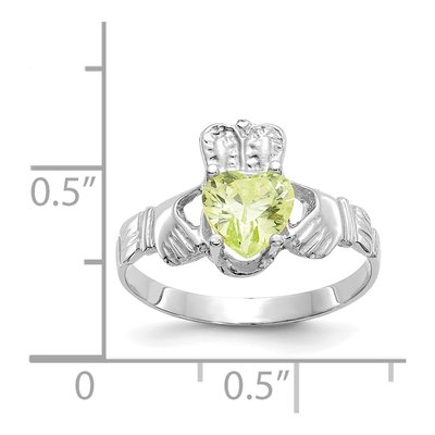 14K White Gold August Birthstone Claddagh Ring – view 3
