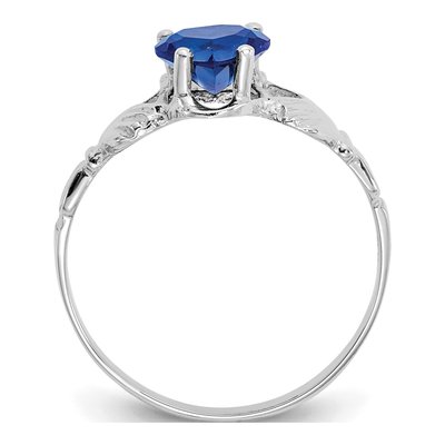 14K White Gold September CZ Claddagh Ring – view 2
