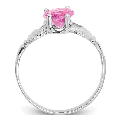 14K White Gold October CZ Claddagh Birthstone Ring – view 2