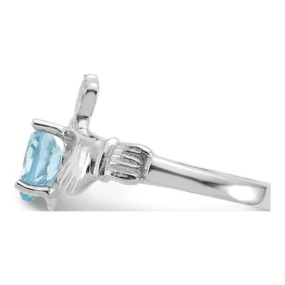 14K White Gold December CZ Heart Claddagh Ring – view 4