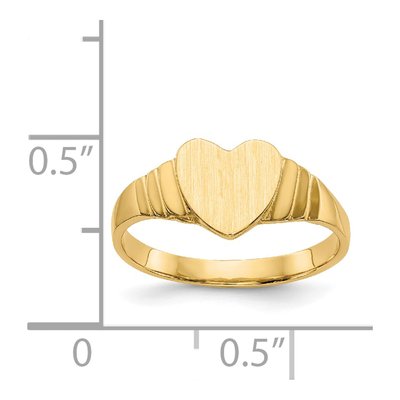 14K Yellow Gold Kids' Heart Signet Ring – view 4