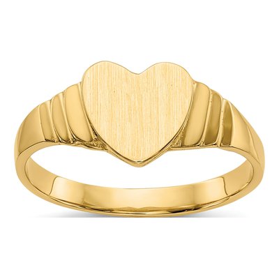 14K Yellow Gold Kids' Heart Signet Ring