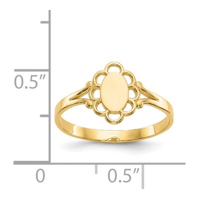 14K Yellow Gold Kids' Filigree Signet Ring – view 4