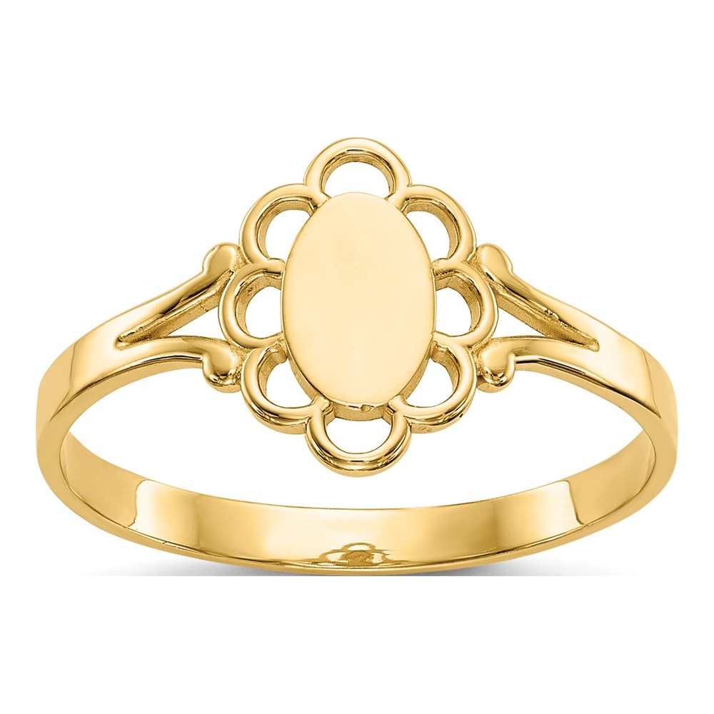 14K Yellow Gold Kids' Filigree Signet Ring