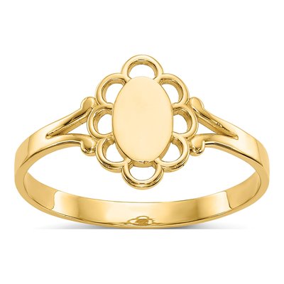 14K Yellow Gold Kids' Filigree Signet Ring