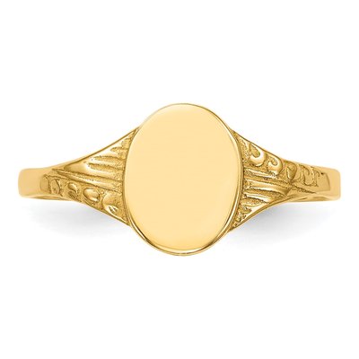 14K Yellow Gold Kids' Oval Signet Ring – view 5