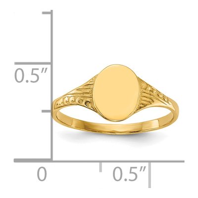 14K Yellow Gold Kids' Oval Signet Ring – view 6