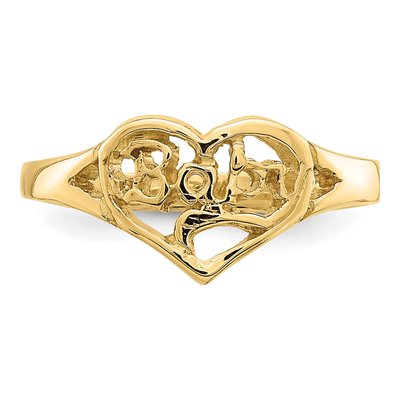 14K Yellow Gold Cut-Out Heart Baby Ring – view 6