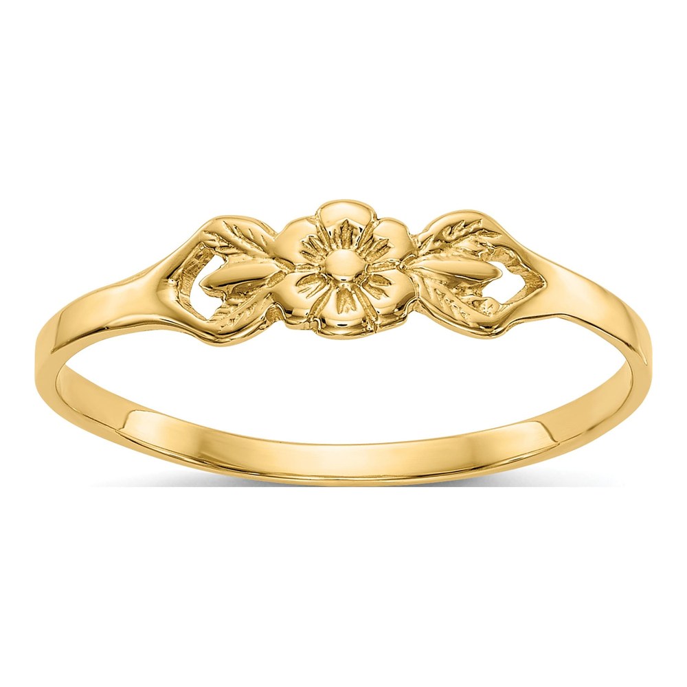 14K Yellow Gold Flower Baby Ring, Size 5