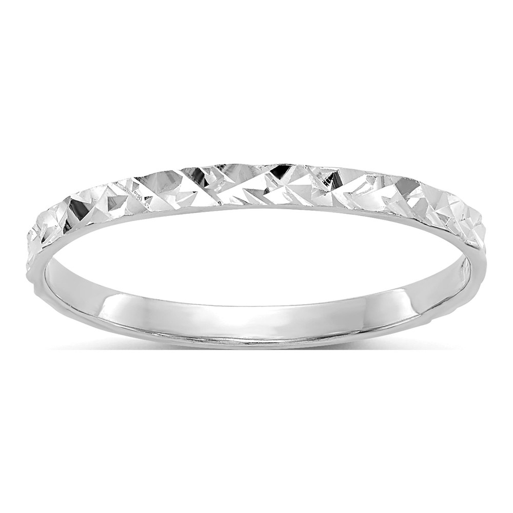 14K White Gold Diamond-Cut Baby Ring, Size 3