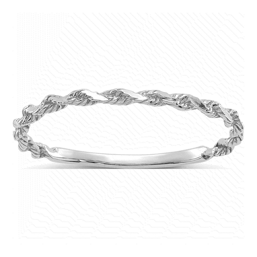 14K White Gold Diamond-Cut Rope Band
