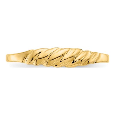 14K Yellow Gold Ridged Dome Ring – view 6
