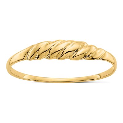 14K Yellow Gold Ridged Dome Ring