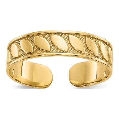 14K Yellow Gold Leaf Toe Ring