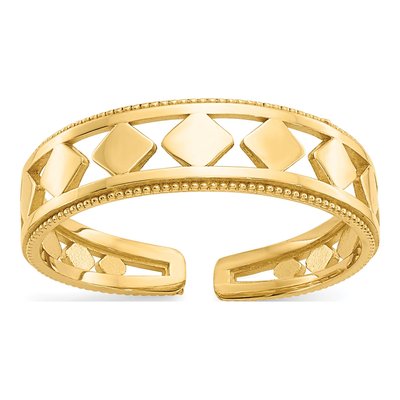 14K Yellow Gold Diamond-Shape Toe Ring
