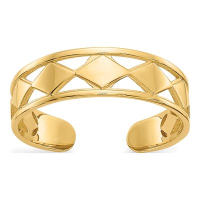 14K Yellow Gold Diamond Shapes Toe Ring