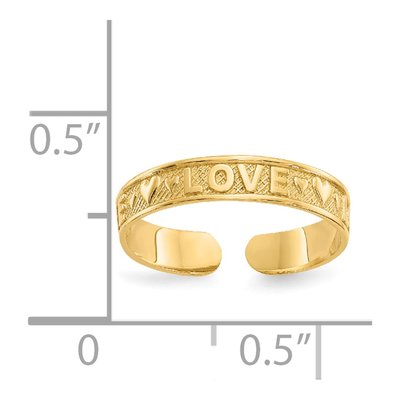14K Yellow Gold LOVE Hearts Toe Ring – view 4