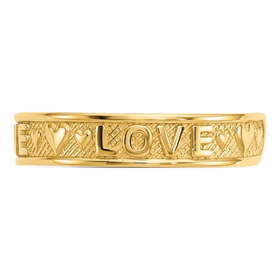 14K Yellow Gold LOVE Hearts Toe Ring – view 5