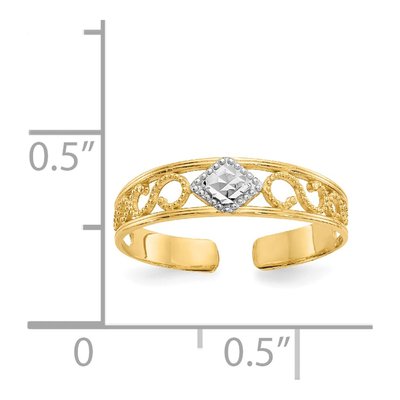 14K Yellow Gold Diamond-Cut Toe Ring – view 4