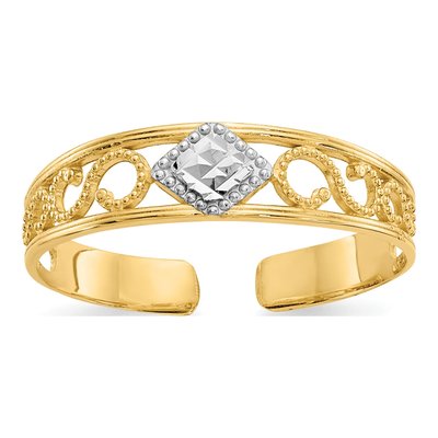 14K Yellow Gold Diamond-Cut Toe Ring