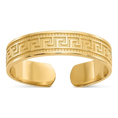 14K Yellow Gold Greek Key Toe Ring