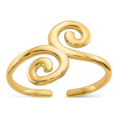 14K Yellow Gold Swirl Toe Ring