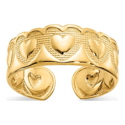 14K Yellow Gold Heart Toe Ring