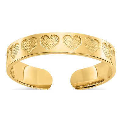 14K Yellow Gold Heart Toe Ring