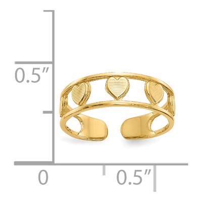 14K Yellow Gold Hearts Toe Ring – view 4