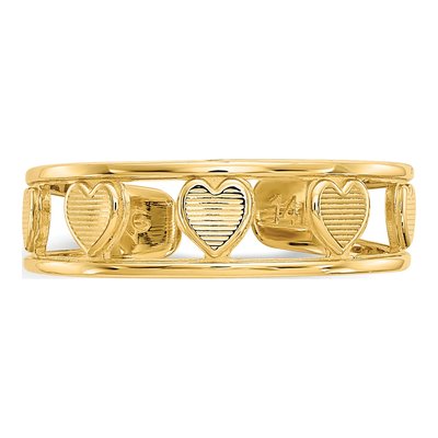 14K Yellow Gold Hearts Toe Ring – view 6