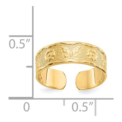 14K Yellow Gold Flower Butterfly Toe Ring – view 4