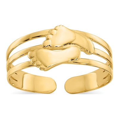 14K Yellow Gold Bare Feet Toe Ring