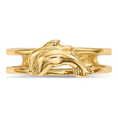 14K Yellow Gold Two Dolphins Toe Ring – view 4
