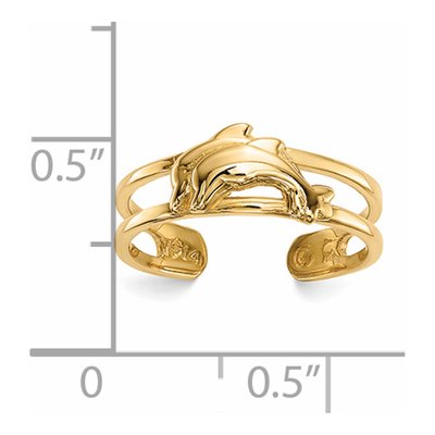 14K Yellow Gold Two Dolphins Toe Ring – view 5