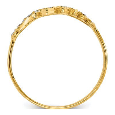 14K Yellow Gold Diamond-Cut Leaves Bypass Ring – view 3
