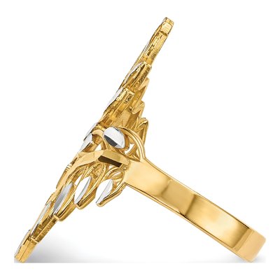 14K Yellow Gold Diamond-Cut Leaves Bypass Ring – view 4