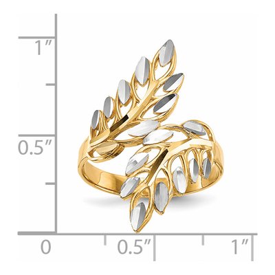 14K Yellow Gold Diamond-Cut Leaves Bypass Ring – view 6
