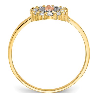 14K Two-Tone Gold CZ Our of Guadalupe Ring – view 2