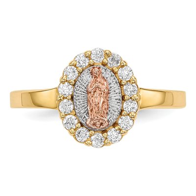 14K Two-Tone Gold CZ Our of Guadalupe Ring – view 4