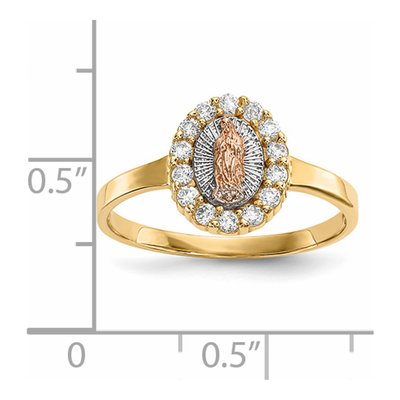 14K Two-Tone Gold CZ Our of Guadalupe Ring – view 5