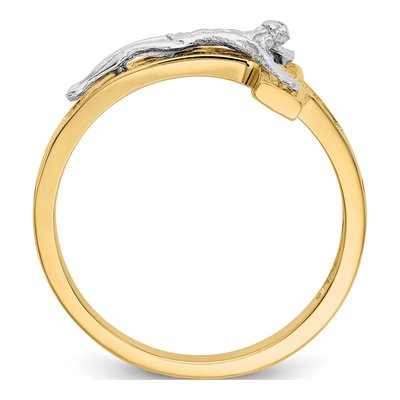 14K Two-Tone Gold Crucifix Ring – view 3
