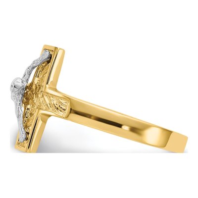 14K Two-Tone Gold Crucifix Ring – view 4