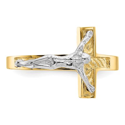 14K Two-Tone Gold Crucifix Ring – view 5