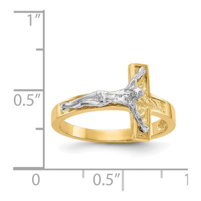 14K Two-Tone Gold Crucifix Ring – view 6