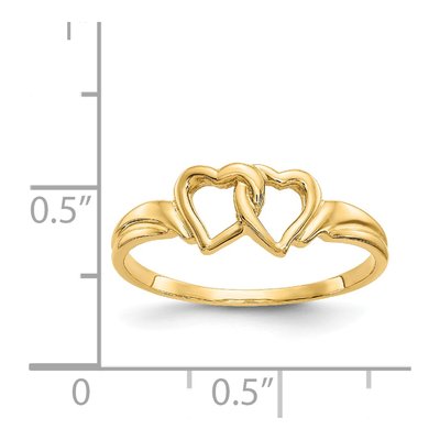 14K Yellow Gold Two Intertwined Hearts Ring – view 4