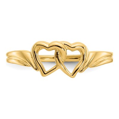 14K Yellow Gold Two Intertwined Hearts Ring – view 6