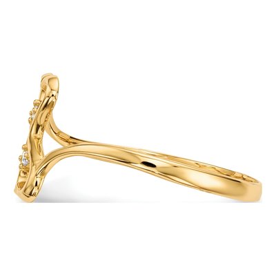 14K Yellow Gold CZ Double Heart Ring – view 3