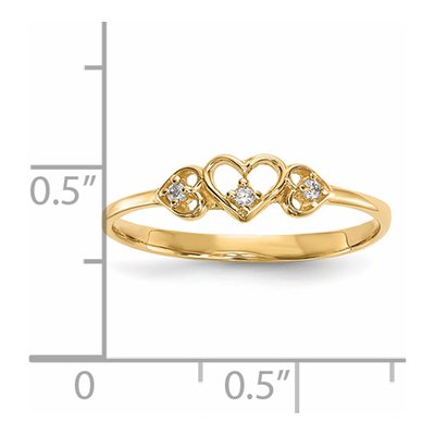 14K Yellow Gold CZ 3-Hearts Ring – view 5