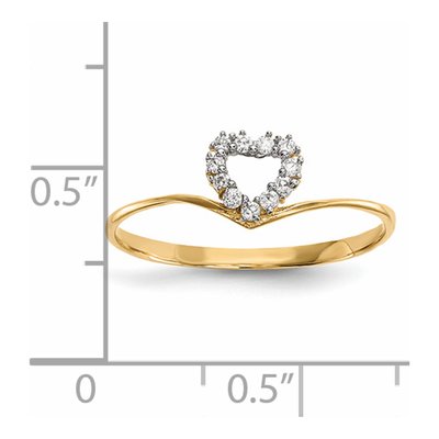 14K Yellow Gold CZ Heart Ring – view 3
